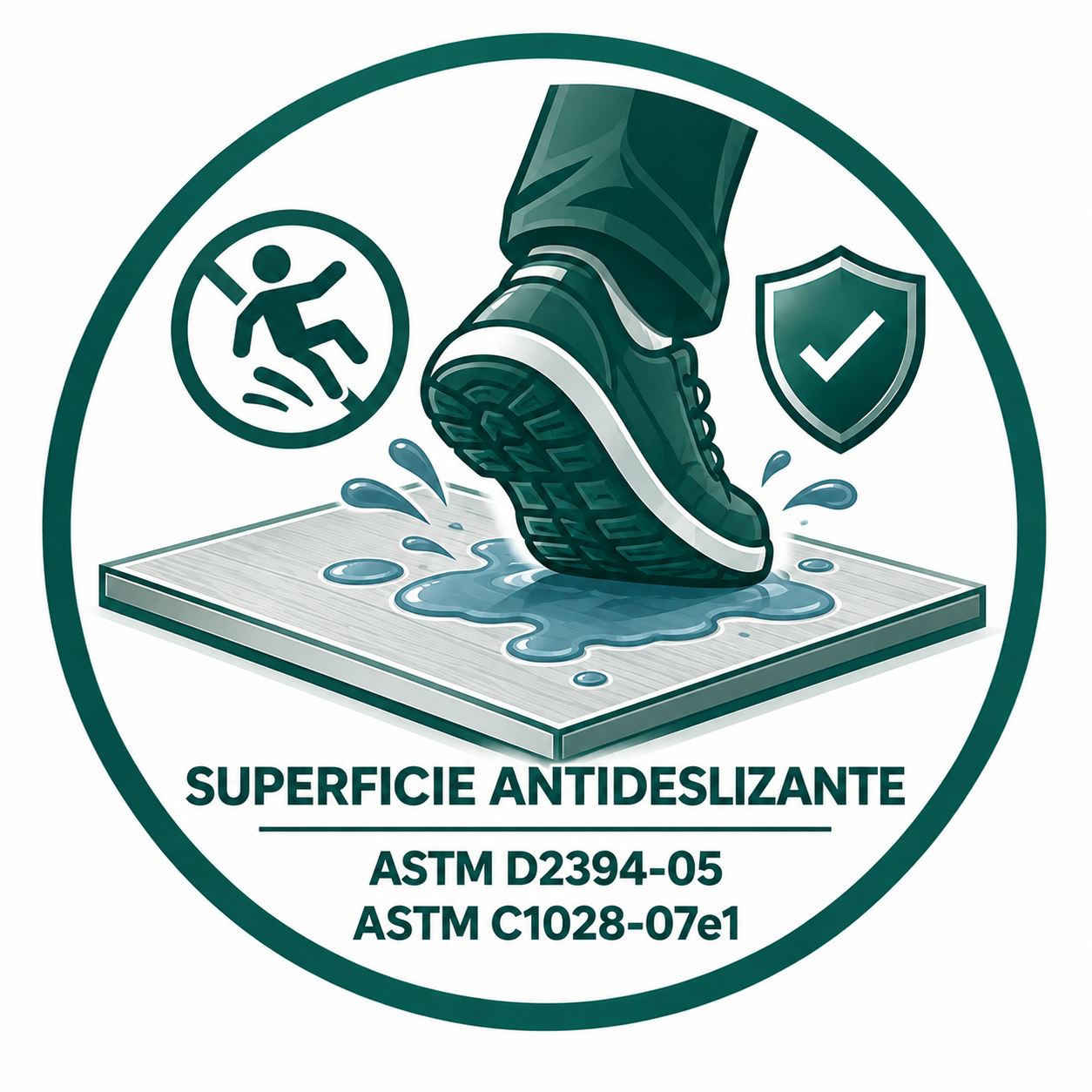 Icono de fricción y seguridad al caminar sobre el piso SPC