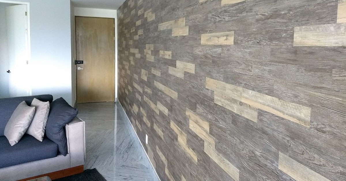 Decoración en muro con acabados vinílicos de lujo Lalur