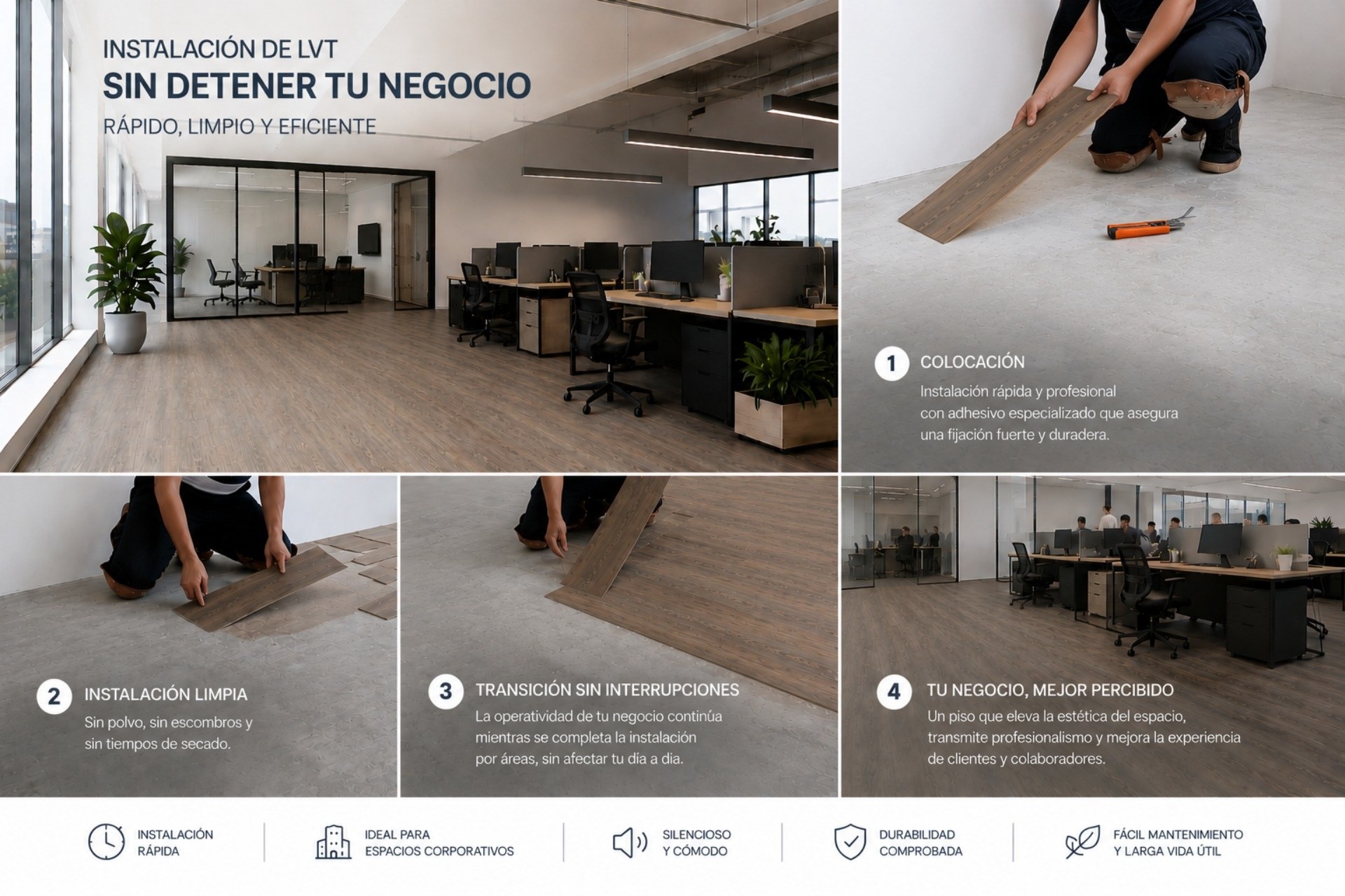 Remodela tus oficinas sin detener la operatividad con LVT