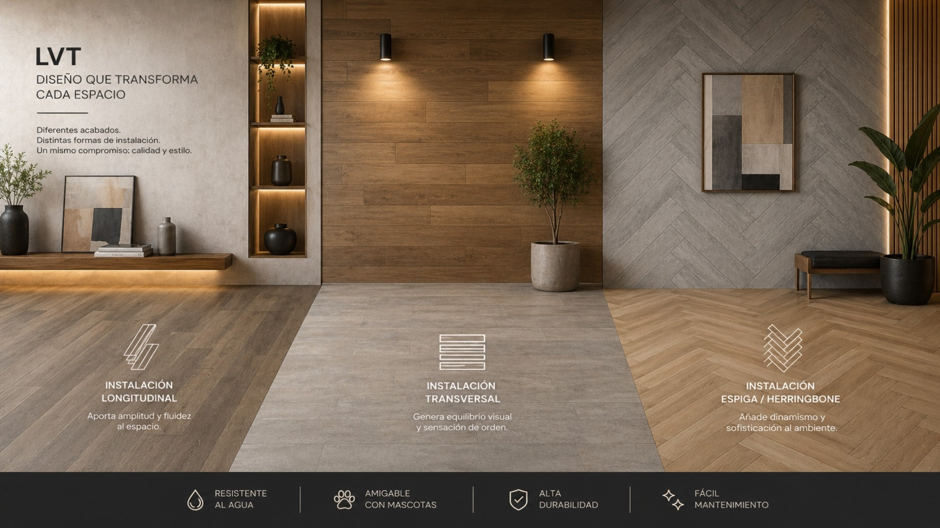 Muestras de instalación de LVT en Showroom