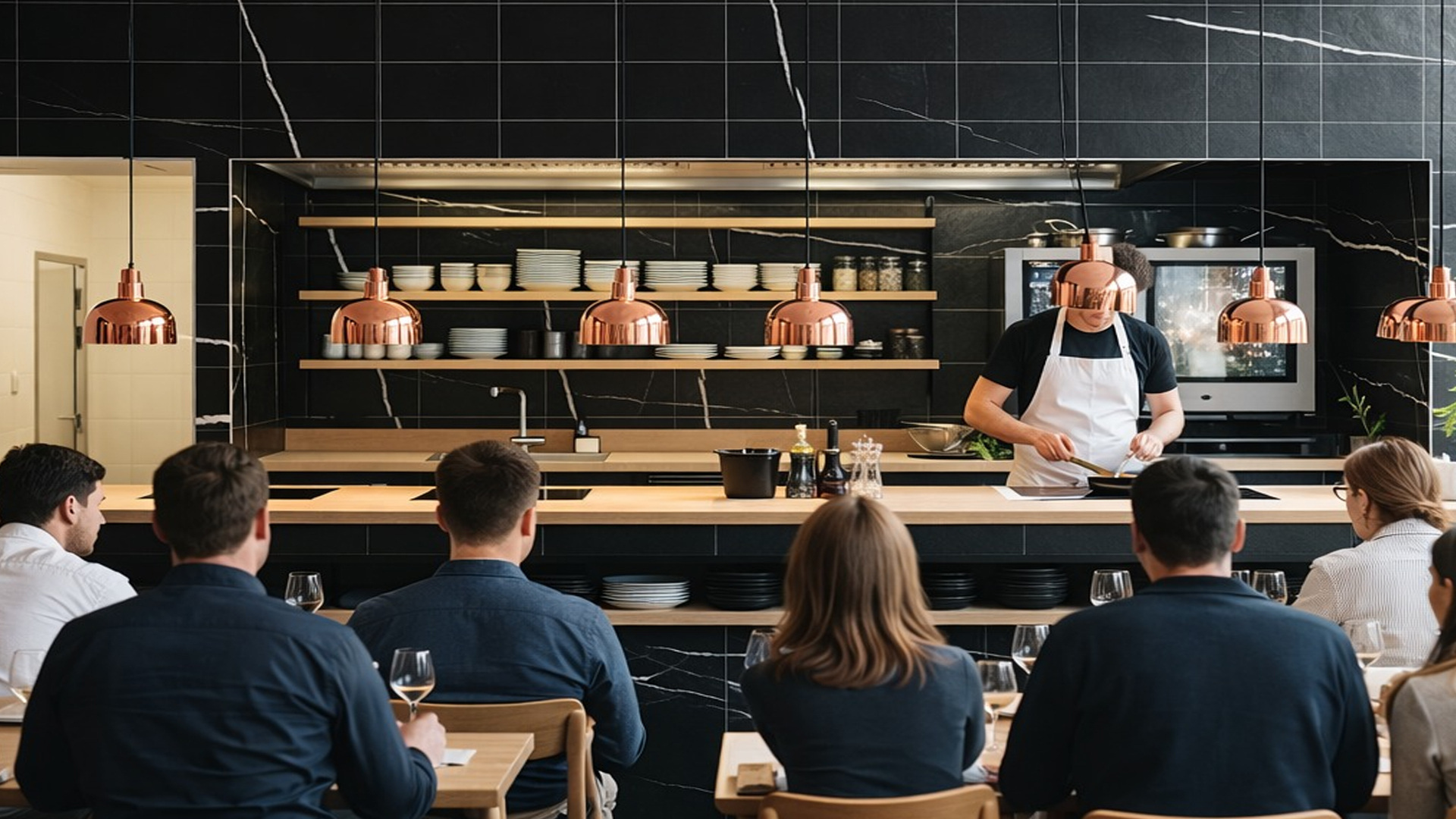 Cocina con porcelanato negro - Estilo Oriental- High Gloss Sarah Black