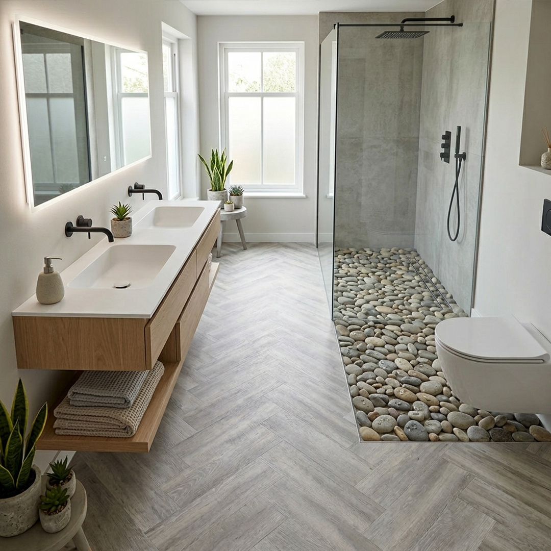 Baño de departamento con Selfstick Gris Perla