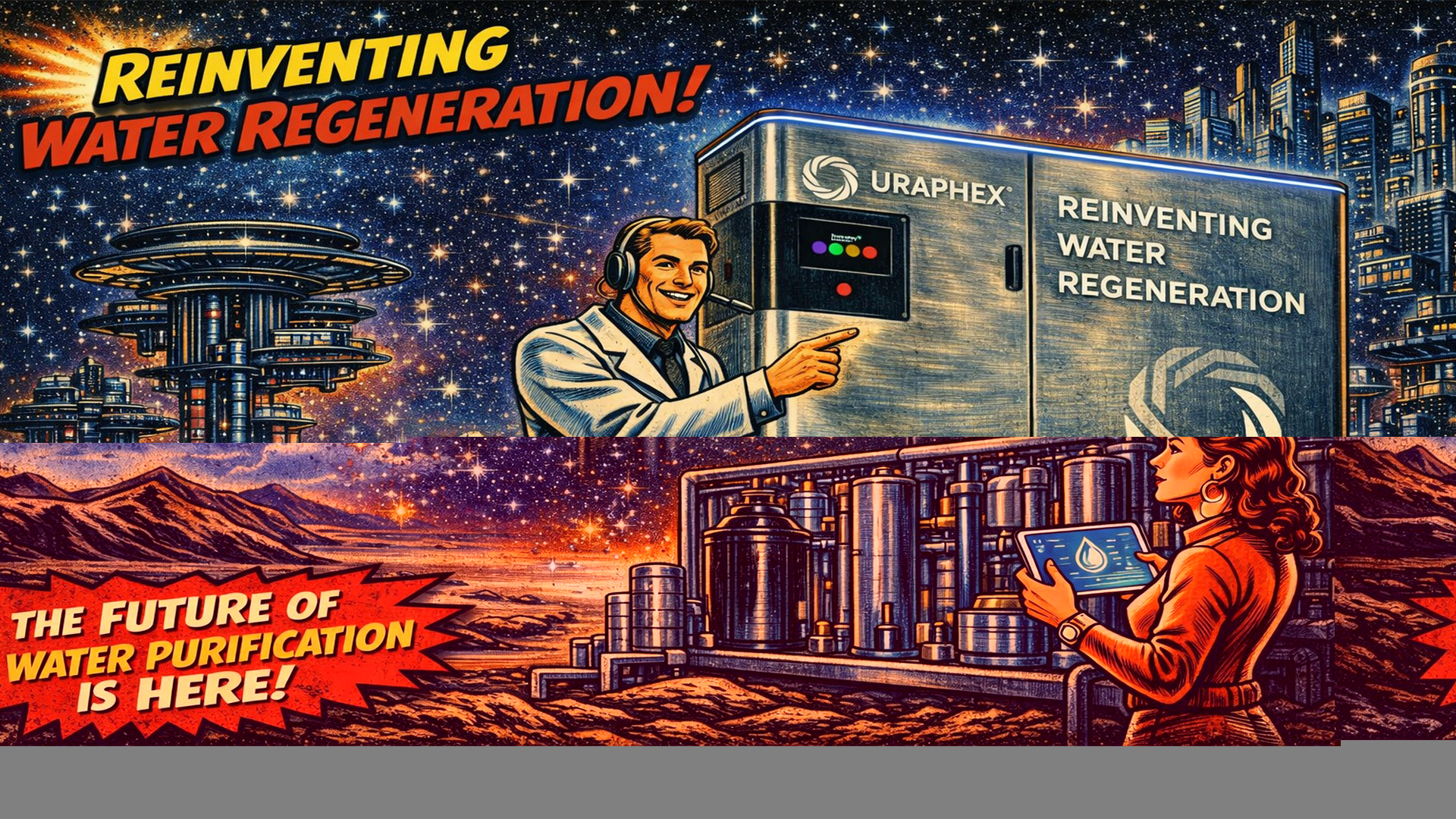 Ilustración de sistema de reciclado de agua sin químicos