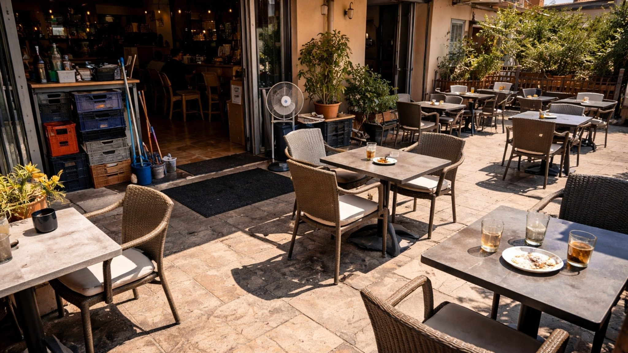 Terraza con sombra ineficiente