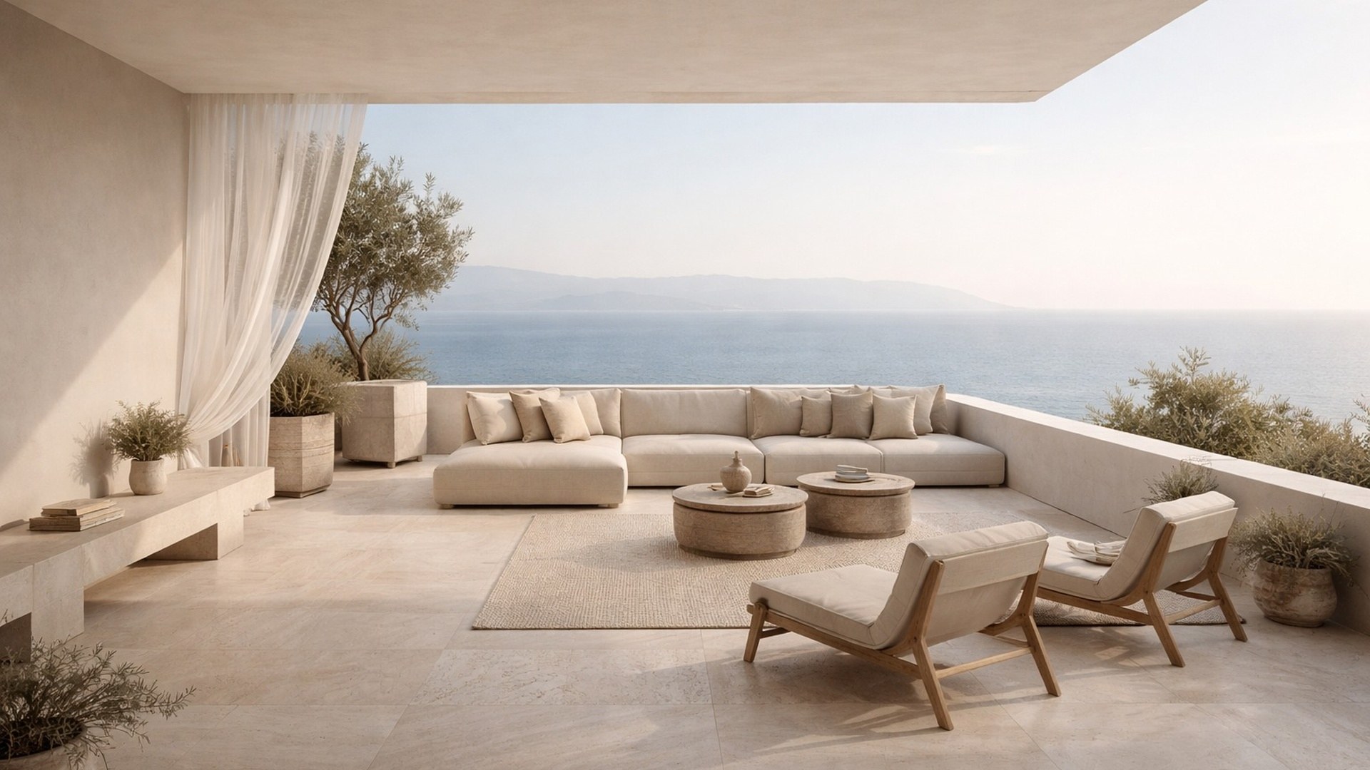 Terraza contemplativa con vista al mar