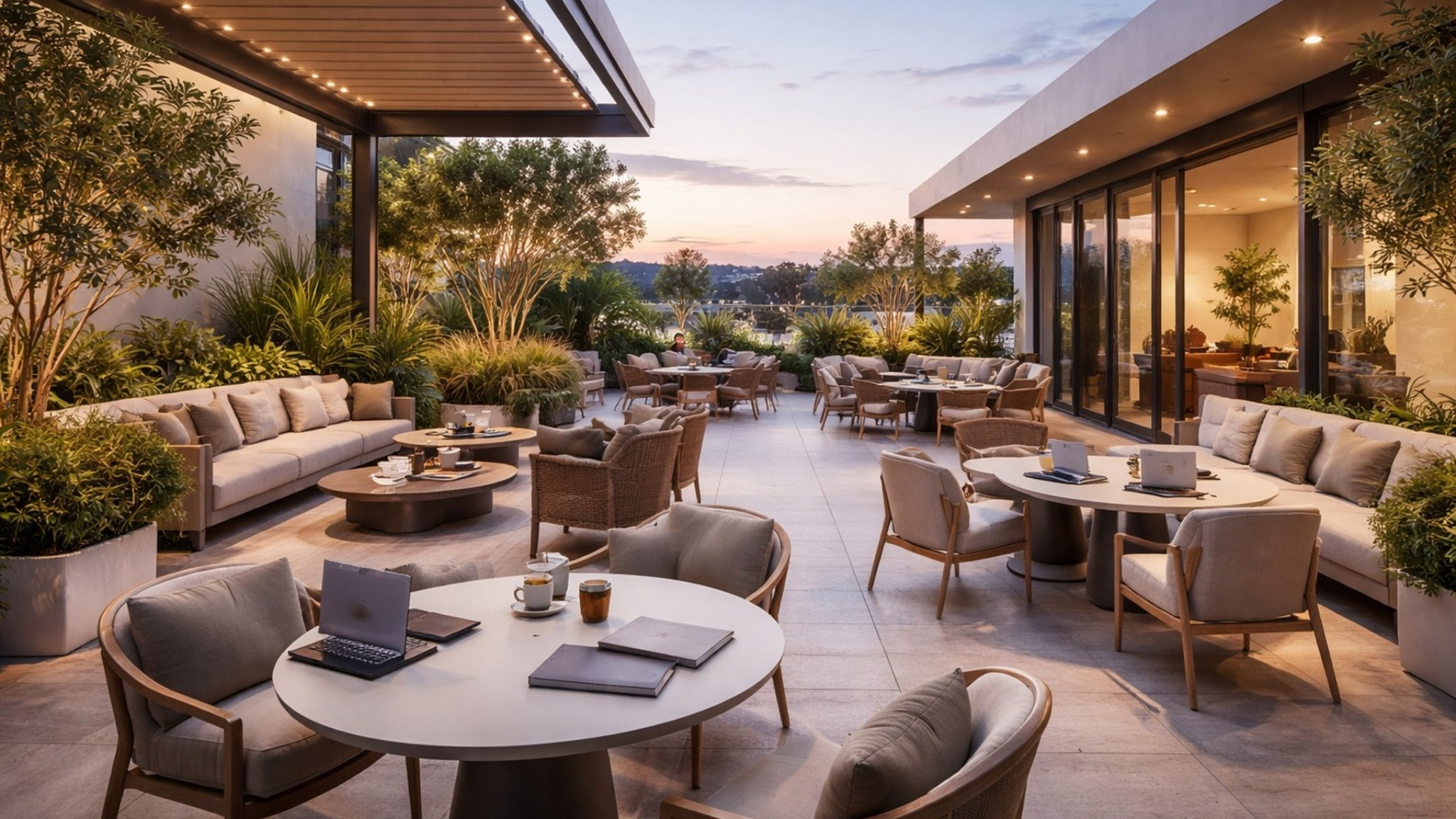 Terraza híbrida residencial-comercial