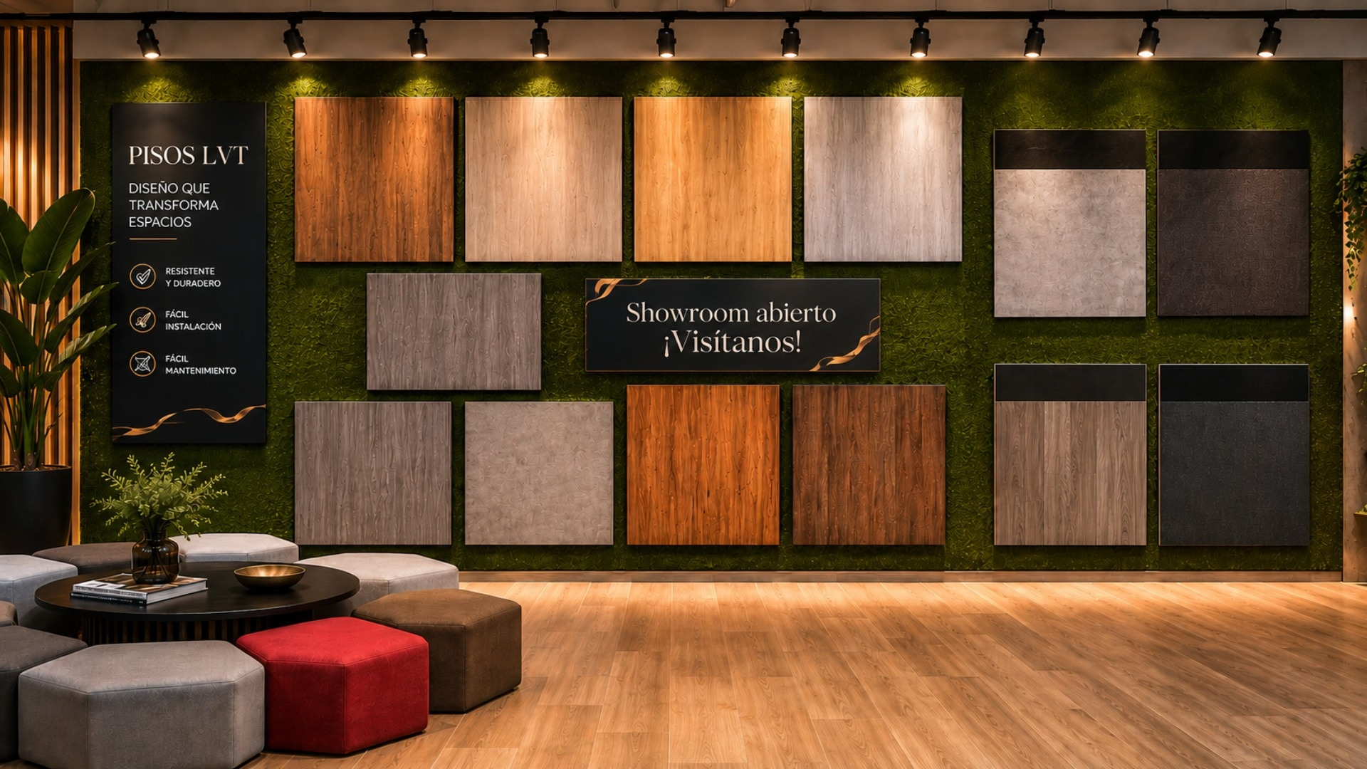 Showroom de LVT para proyectos comerciales y residenciales ¡Showroom LALUR abierto! ¡Conoce nuestra colección de piso vinílico LVT!