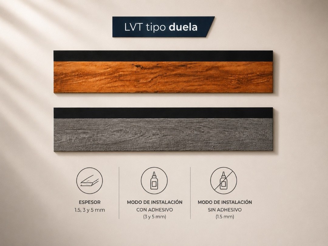 Encuentra recubrimiento LVT tipo duela de madera en nuestro Showroom LALUR