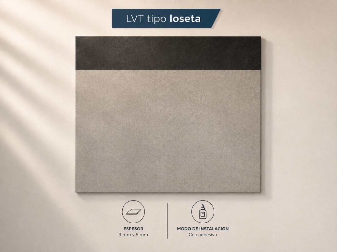 Encuentra piso LVT tipo loseta de cemento en nuestro Showroom LALUR