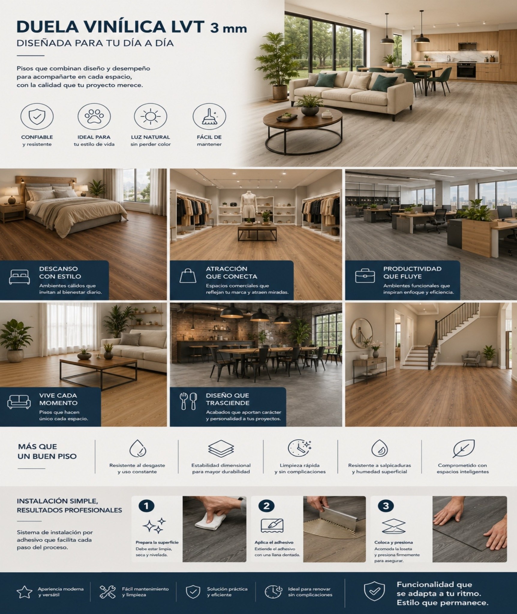 Conoce nuestro stock de LVT 3 mm disponible en Showroom LALUR
