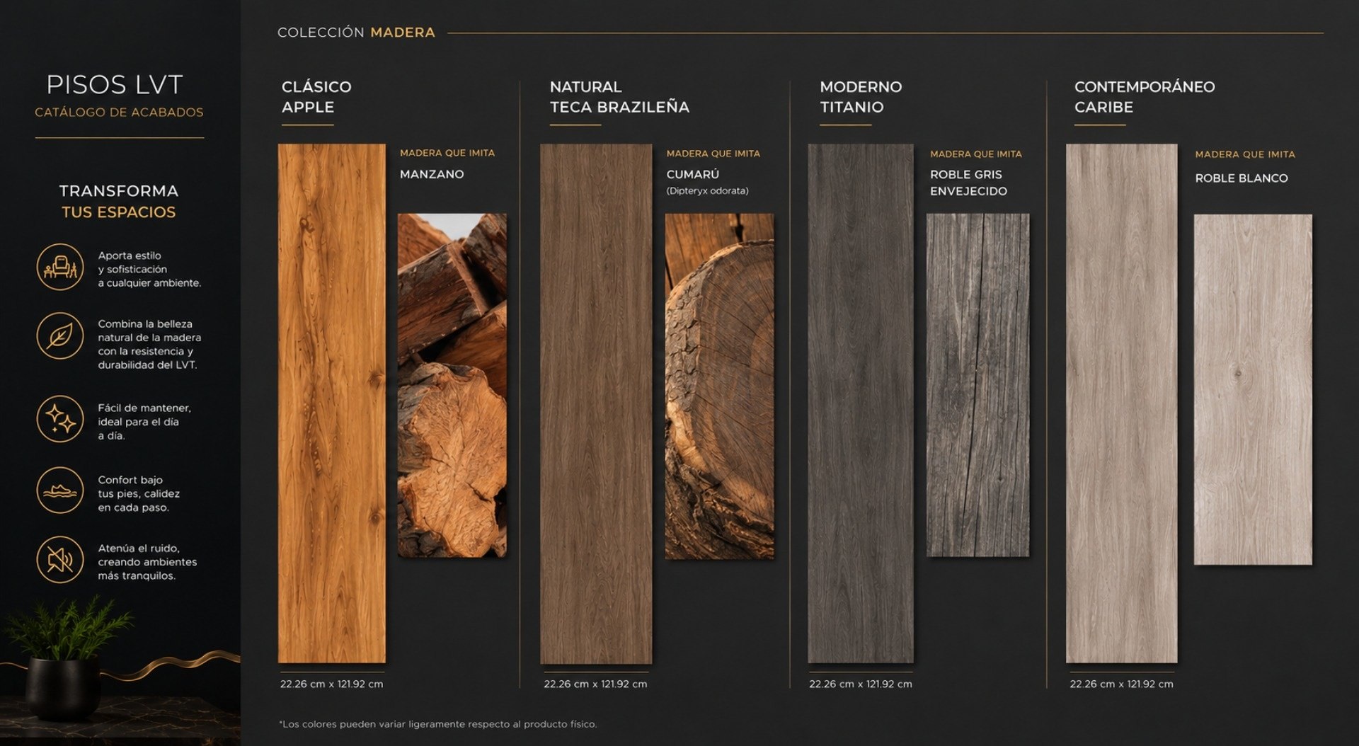 Conoce nuestra colección de LVT 3 mm tipo madera en nuestro Showroom LALUR