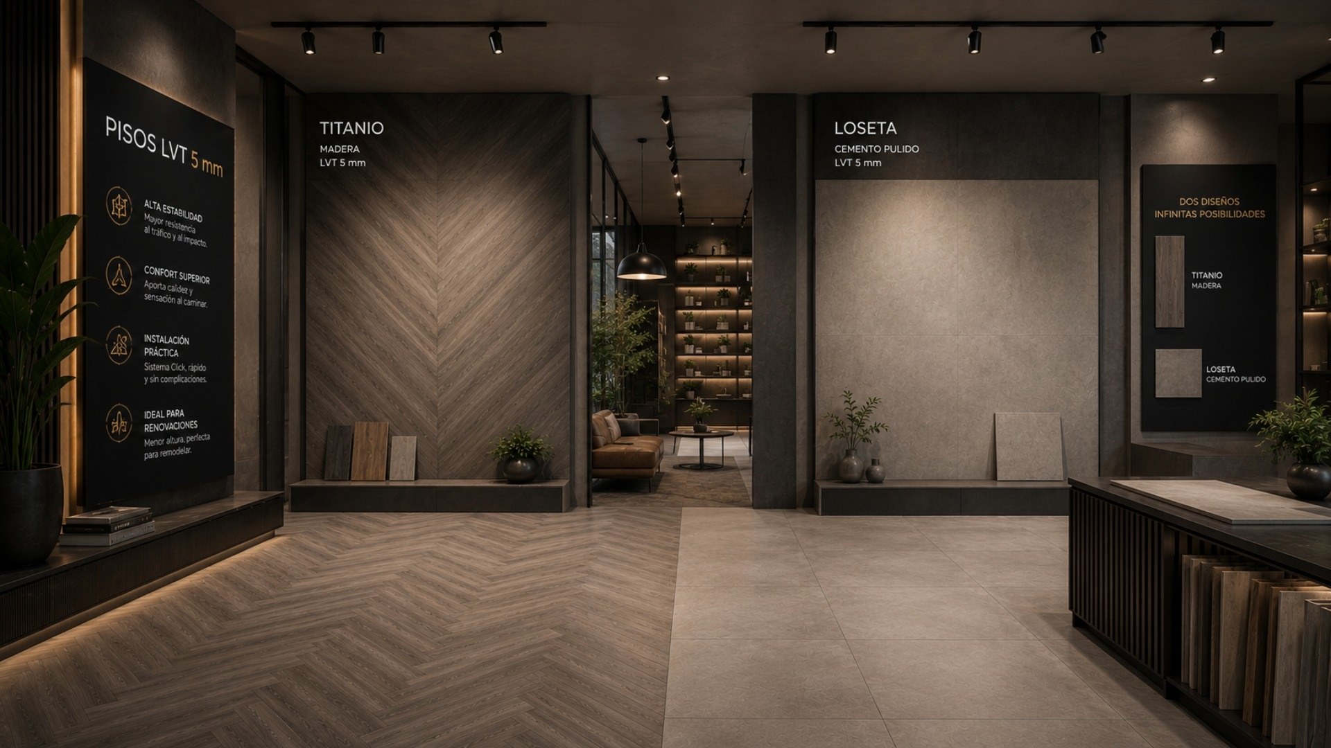 Showroom de LVT 5mm: piso vinílico para tráfico pesado ¡Showroom LALUR abierto! ¡Conoce nuestra colección de piso vinílico LVT 5 mm!