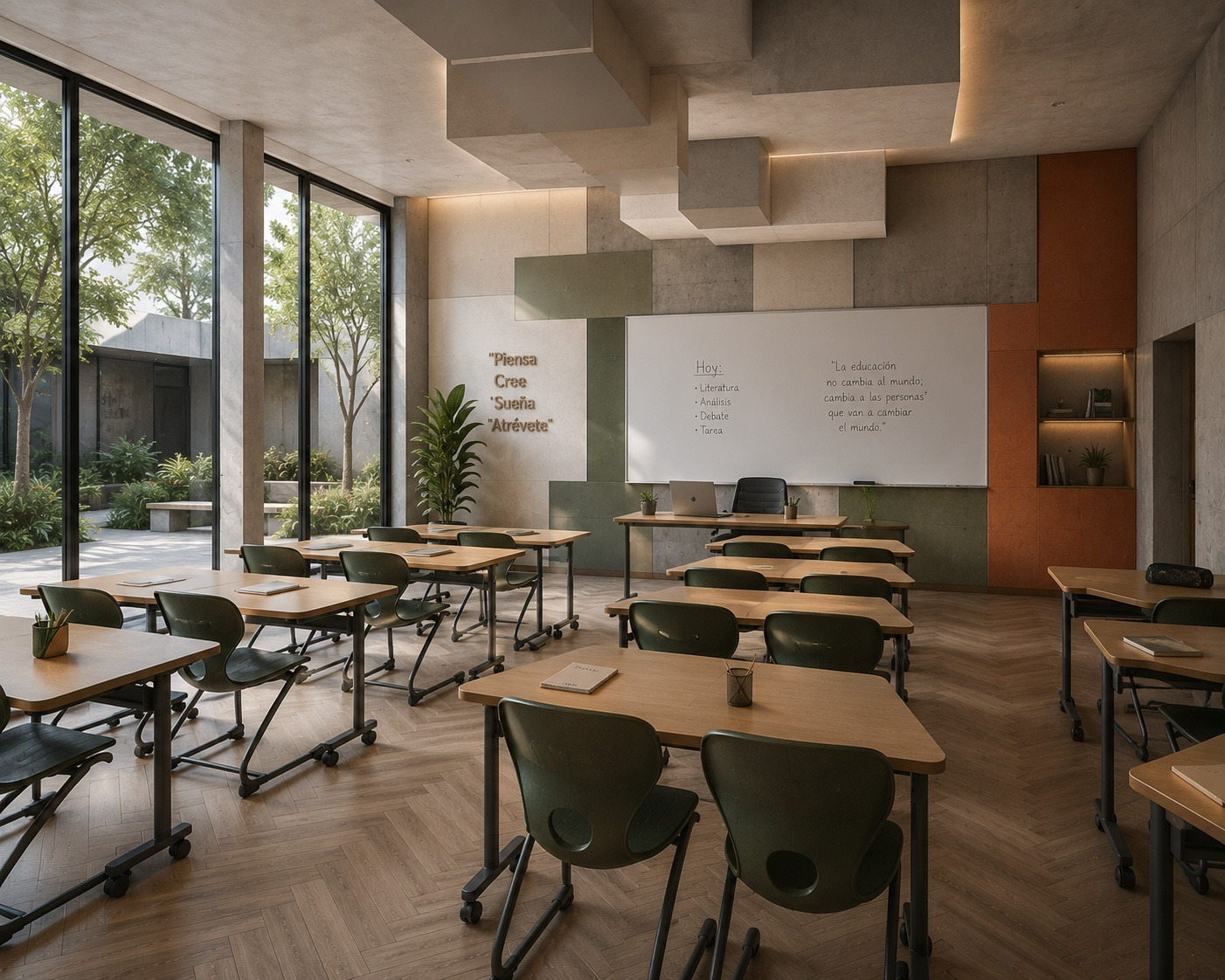 Aula escolar con piso Alpes