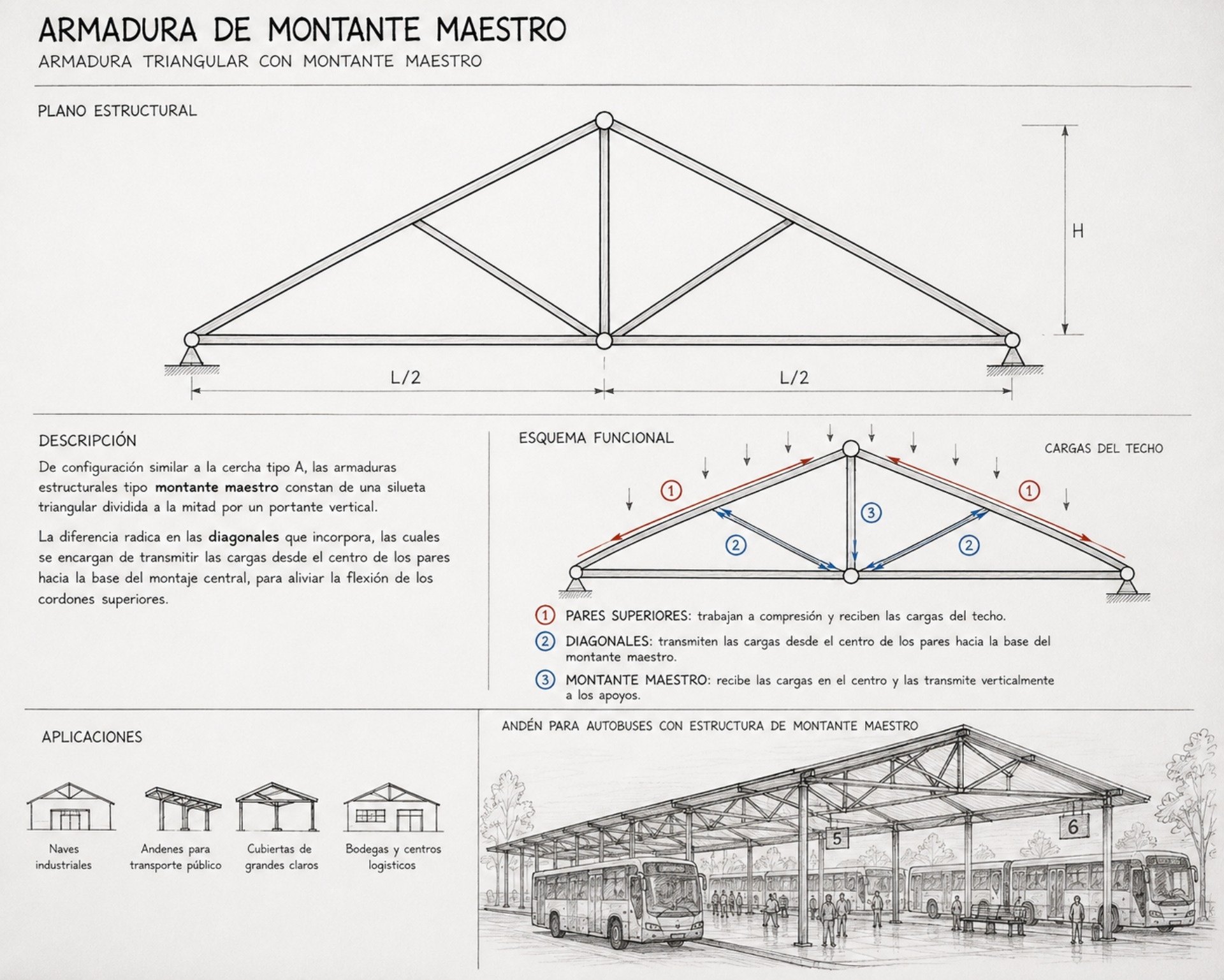 La armadura estructural montante maestro proyecta un espectacular juego de sombras cuando se la deja al descubierto