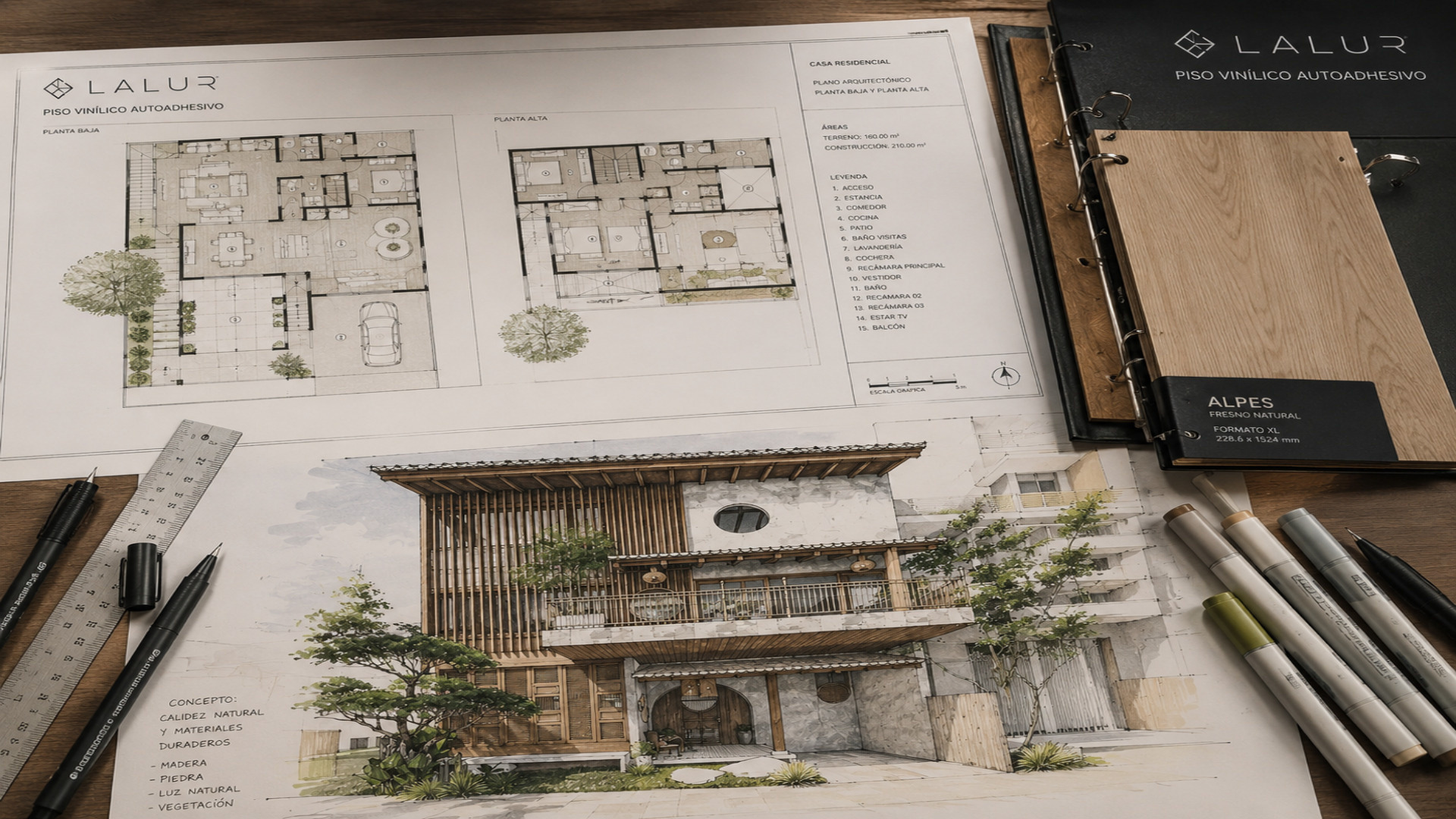 Guía de diseño de interiores para crear espacios modernos con LVT autoadherente XL Alpes