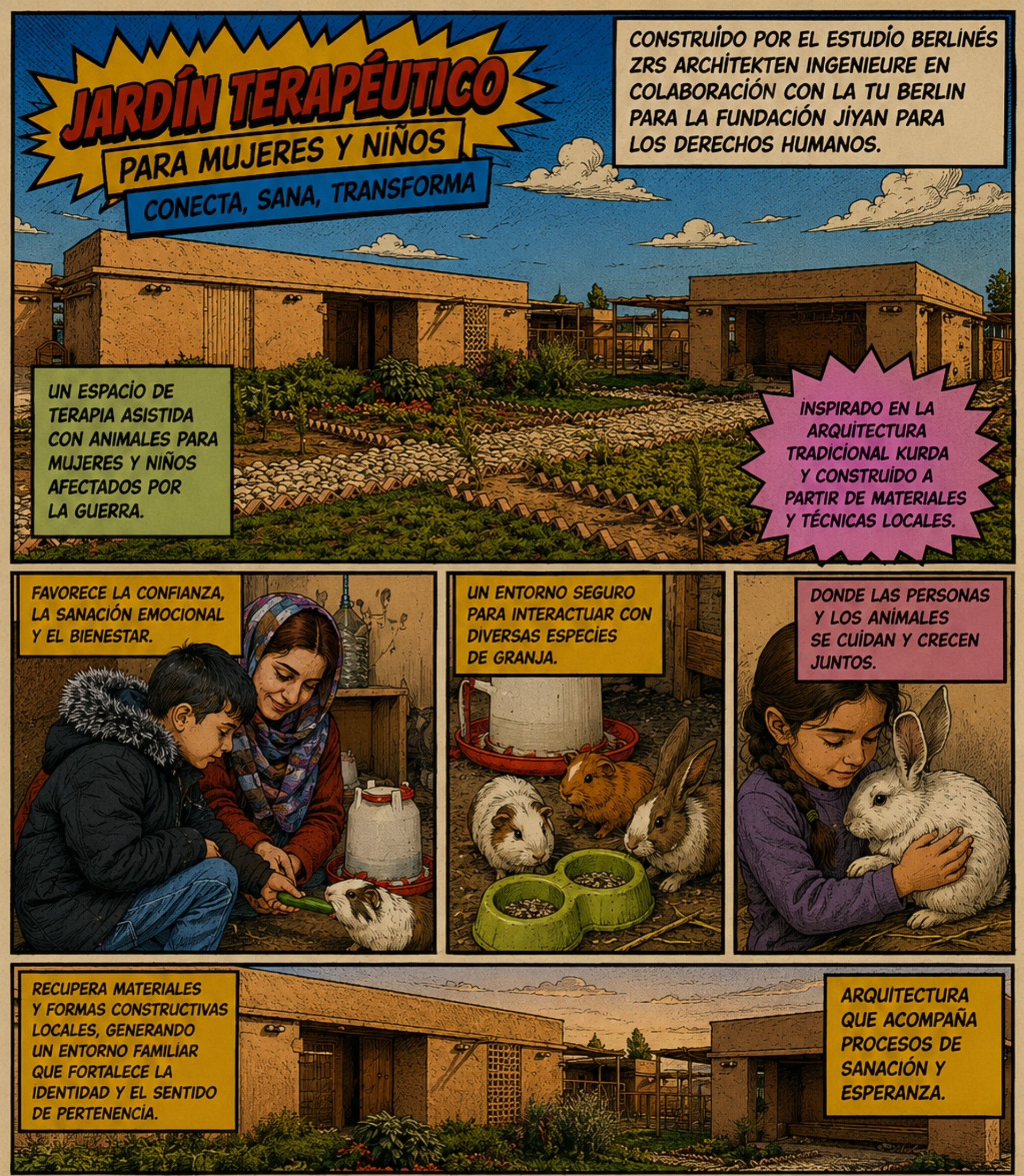 Más que un centro con arquitectura kurda, es un jardín creado para transformar la vida: donde animales y víctimas de guerra coexisten y crecen juntos