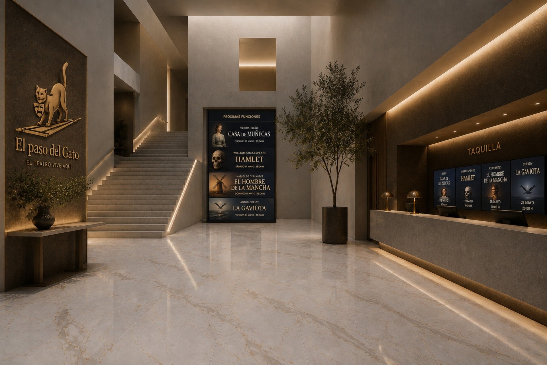 El carácter extrovertido del porcelanato pulido Carrara Gold transmite una atmósfera lujosa desde un tono silente