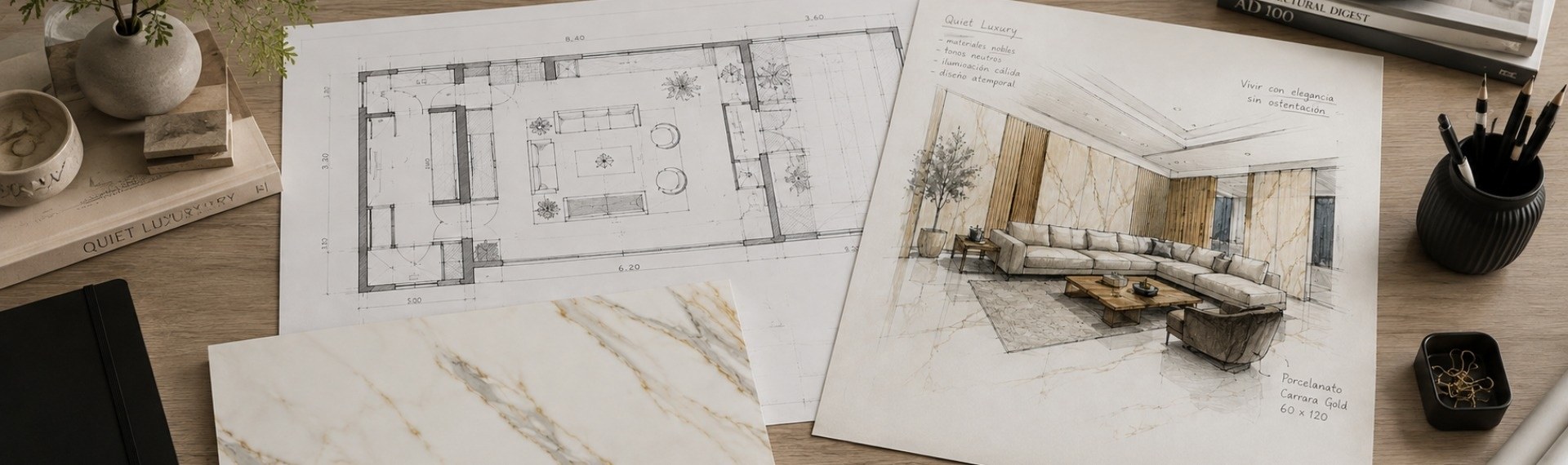 Descubre con qué estilo, materiales y paletas cromáticas combina el porcelanato 60x120 brillante Carrara Gold