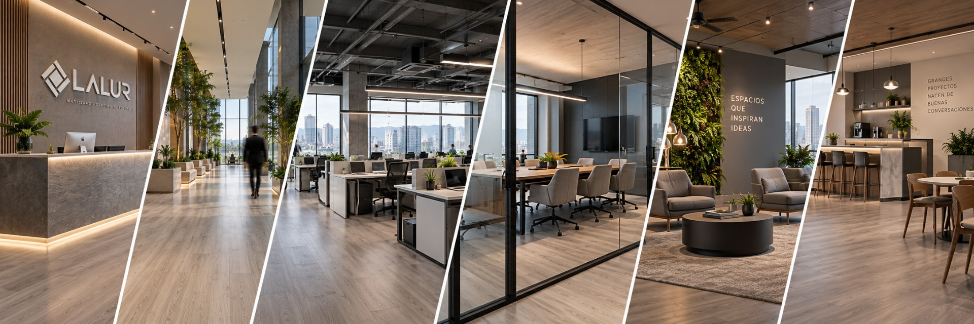 El LVT para proyectos de gran alcance está pensado para mejorar la experiencia tanto visual como sensitiva de los usuarios en oficinas, coworkings y espacios de trabajo