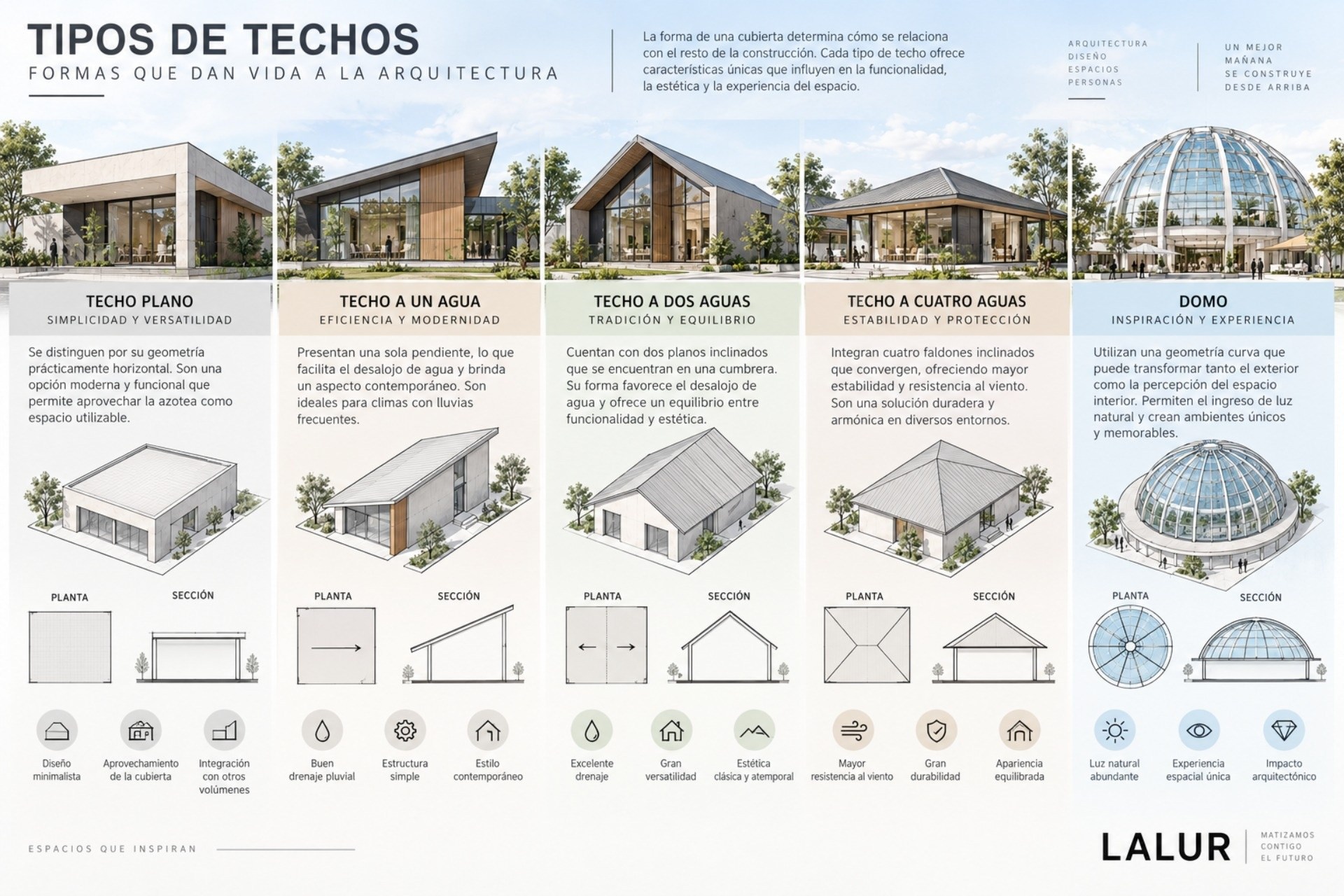 Conoce las características de cada tipo de techo usado en la arquitectura