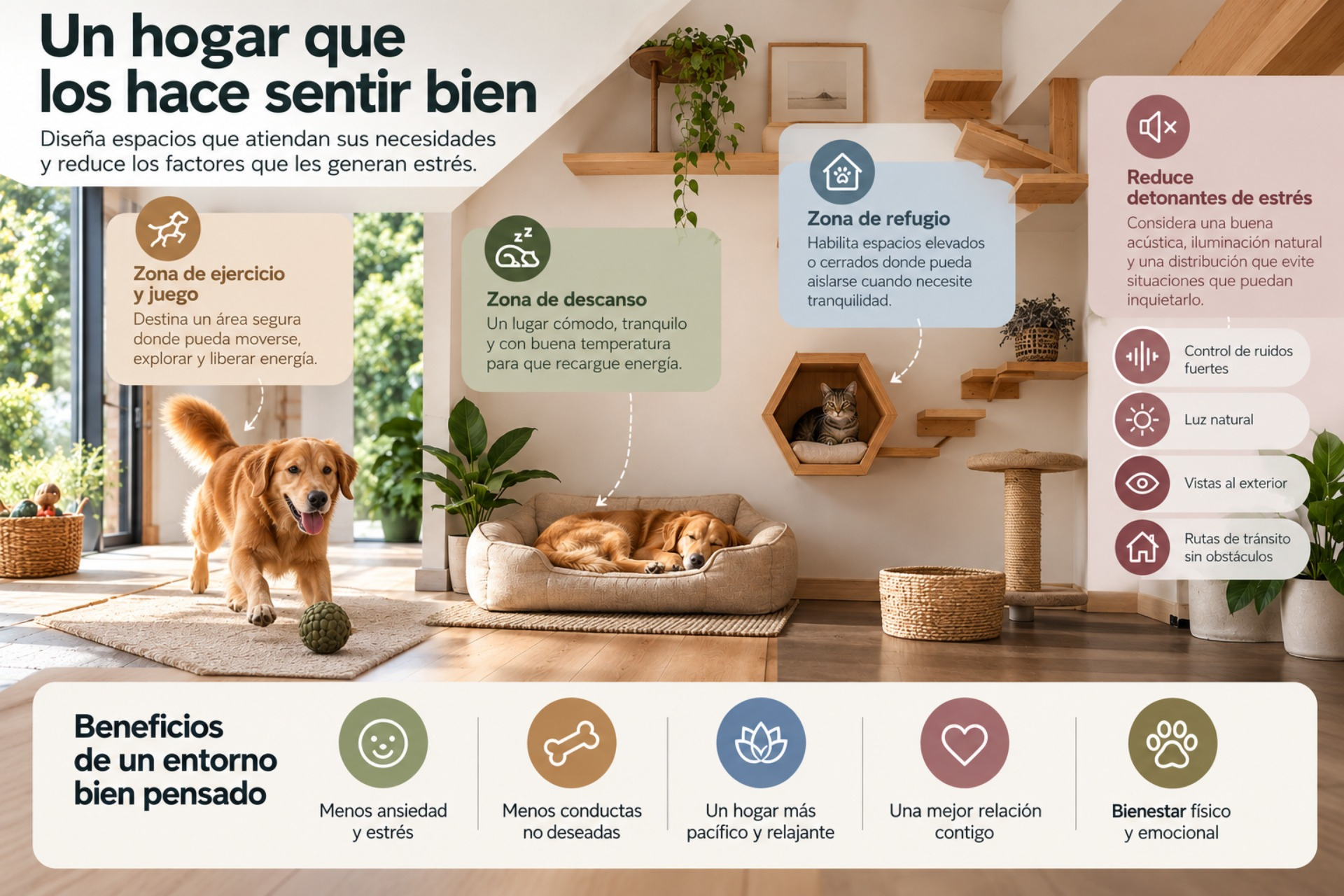 Una remodelación para casas con mascotas enfocada al bienestar tanto del animal como del cuidador ayuda a crear un entorno sereno en el que ambos se relacionan mucho mejor