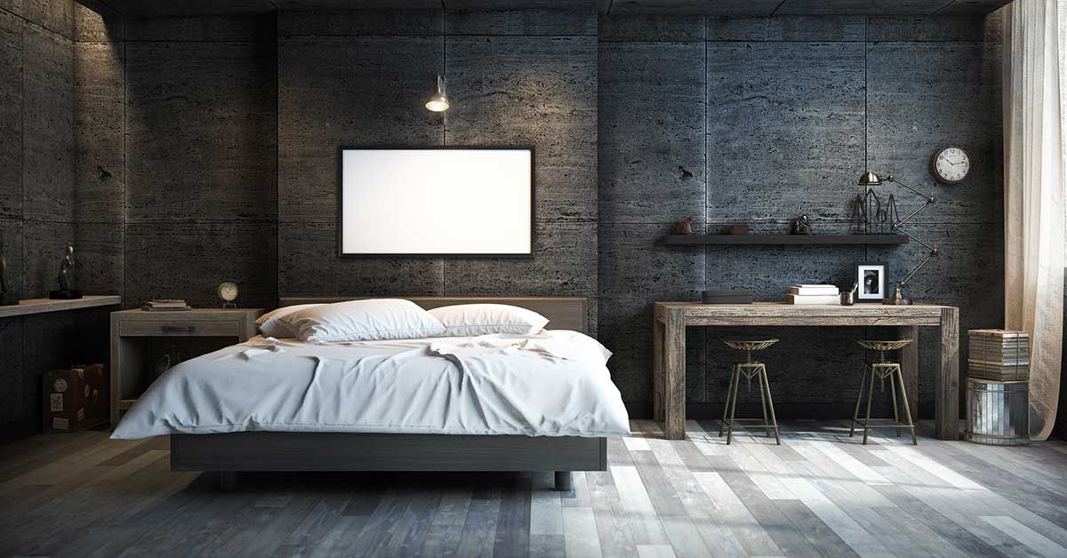 dormitorio con decorados estilo industrial