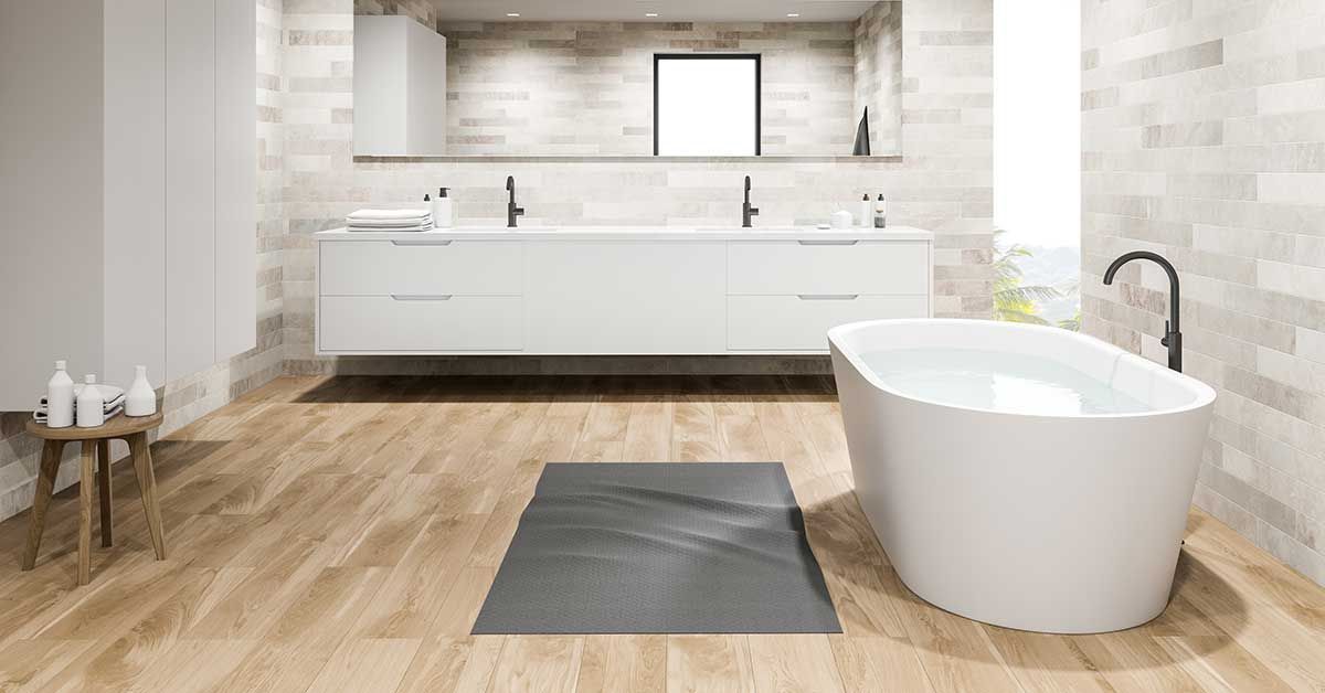 baño moderno estilo nórdico con piso Lalur