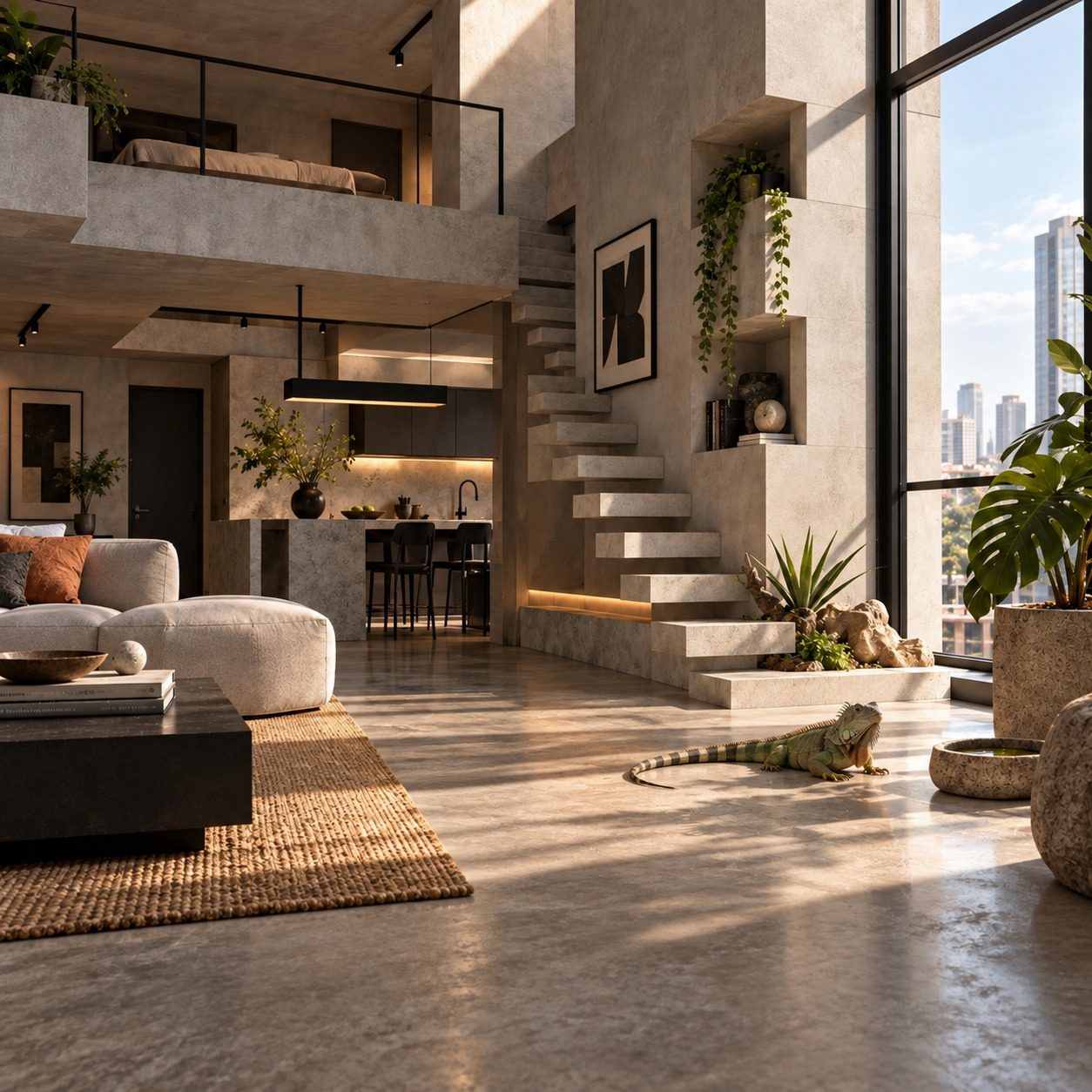 Piso vinílico LVT 5 mm Cemento de apariencia mineral